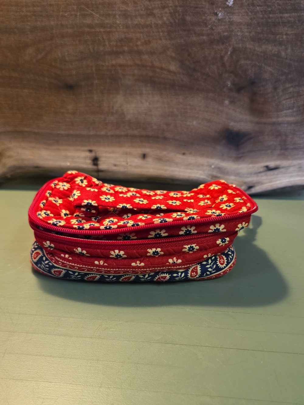 Vera Bradley Jewelry Bag Red Blue Paisley "AMERICANA" Retired